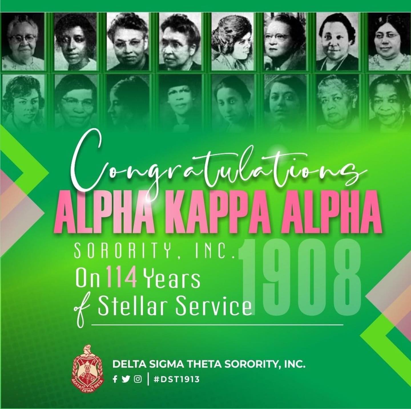 #Repost @dstinc1913
・・・
Congratulations to the amazing women of Alpha Kappa Alpha Sorority, Incorporated on 114 years of stellar service! #AKA @akasorority1908