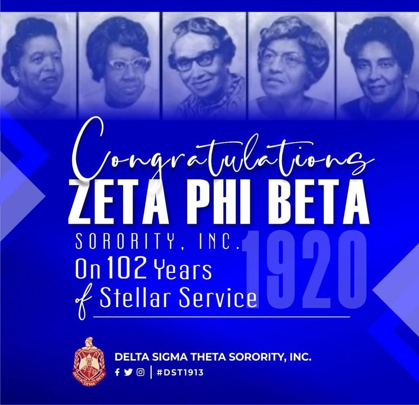#Repost @dstinc1913
・・・
Congratulations to the wonderful women of Zeta Phi Beta Sorority, Incorporated on 102 years of stellar service! #ZPhiB @officialzeta1920